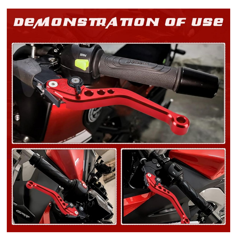 Motorcycle Brake and Clutch Perch/Lever Set - Red.