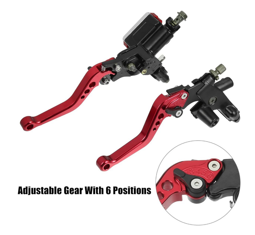 Motorcycle Brake and Clutch Perch/Lever Set - Red.