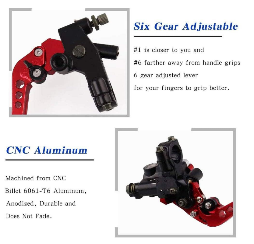 Motorcycle Brake and Clutch Perch/Lever Set - Red.