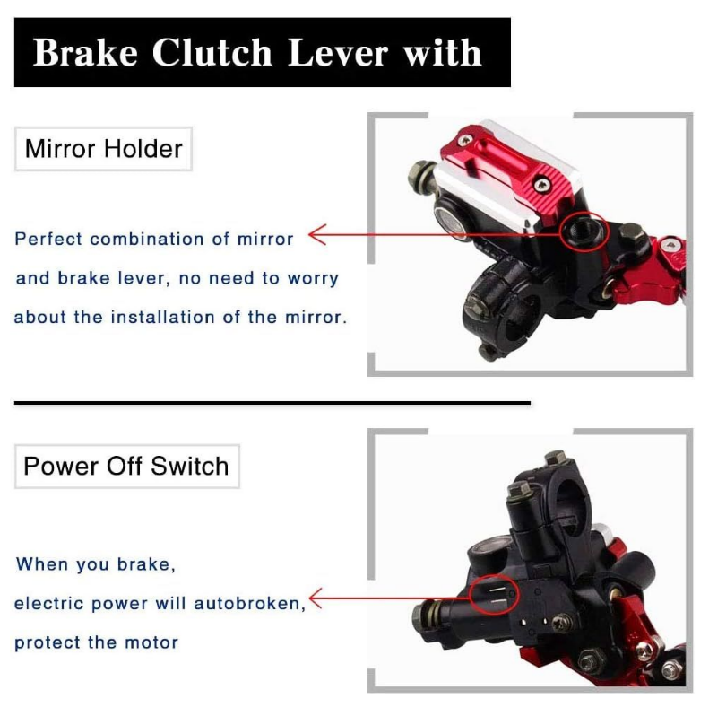 Motorcycle Brake and Clutch Perch/Lever Set - Red.