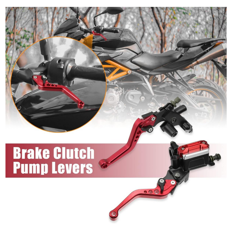 Motorcycle Brake and Clutch Perch/Lever Set - Red.