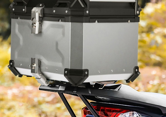 Aluminium Motorcycle Top Box Tail Case with Quick Release Base Plate Kit-45L - Available in Silver and Black