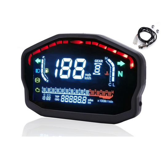 LCD Motorcycle Dashboard Universal Color Screen-ABS Speedometer-Black
