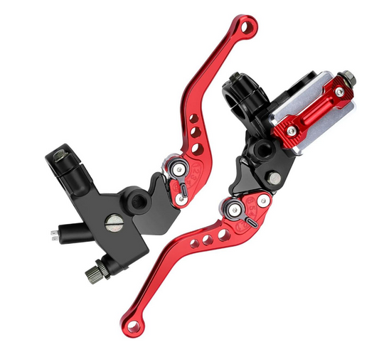 Motorcycle Brake and Clutch Perch/Lever Set - Red.